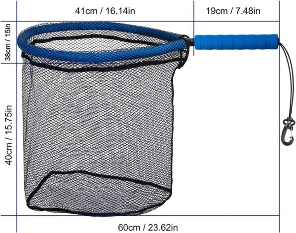 Fish Net Portable Landing Net for Fishing Detchable Handle Soft Rubber Net Trout Catch Net with Elastic Rope Fishing Tackle 60cm Dip Net - Image 2